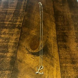L necklace silver with gold heart